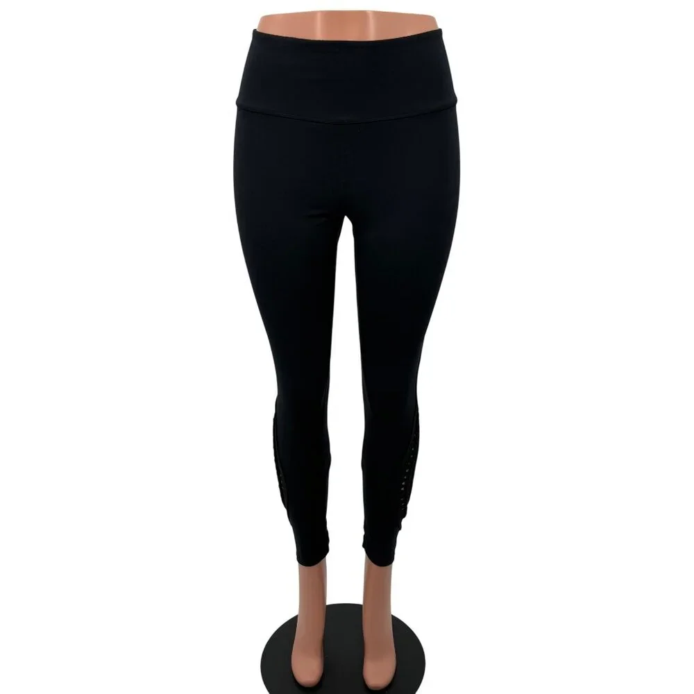 NWOT Free People Black Slit Weave High Waist Athletic Leggings | Athleisure M - Picture 13 of 16